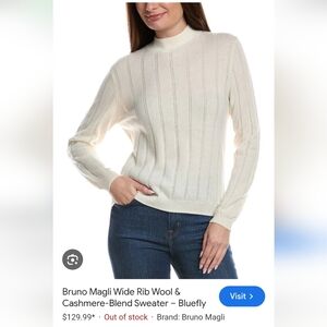 Bruno Magli Ivory Ribbed Wool Sweater Bin# 1